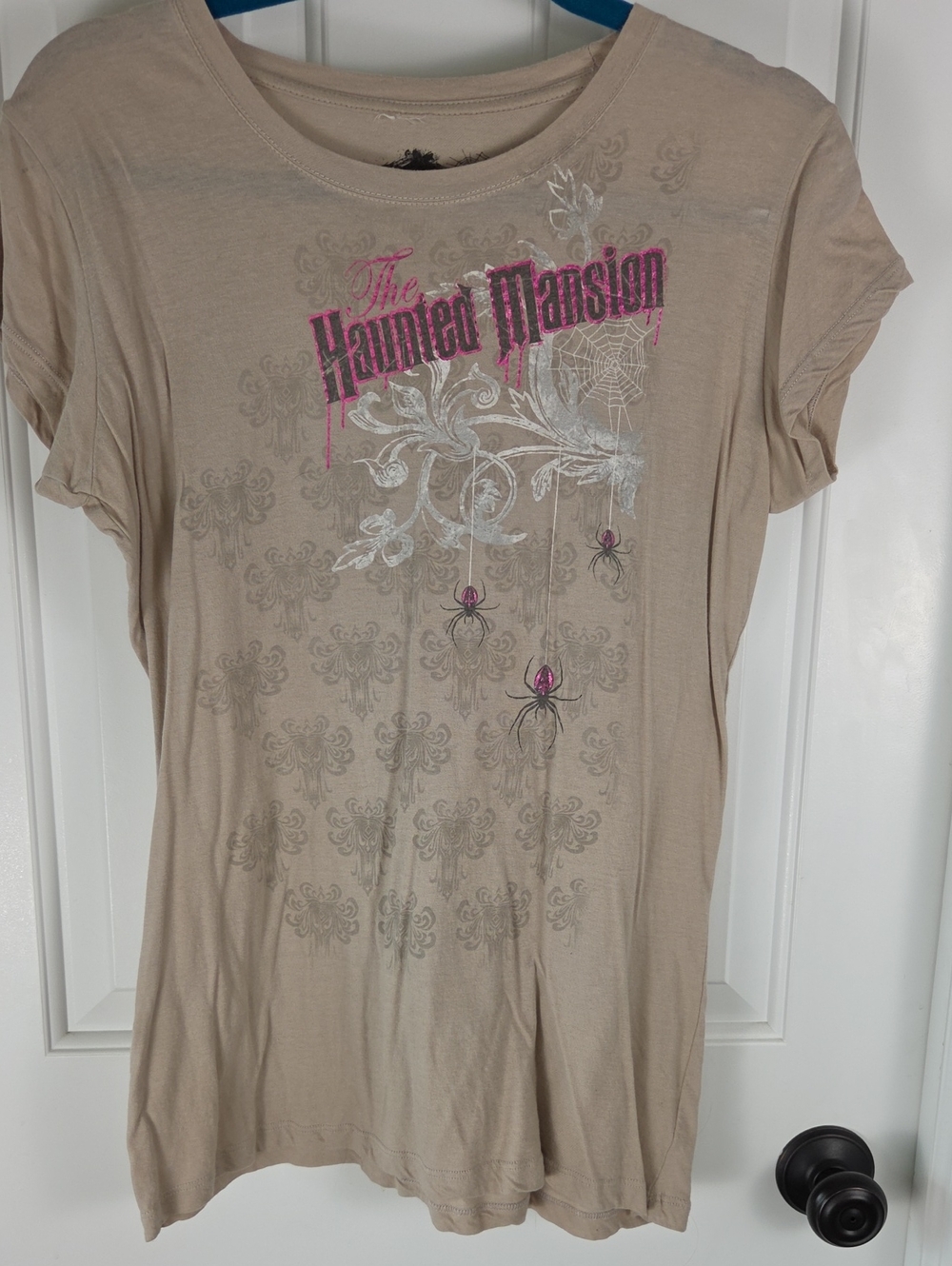 Disney The Haunted Mansion Short Sleeve Tee - Beige with Pink Accents